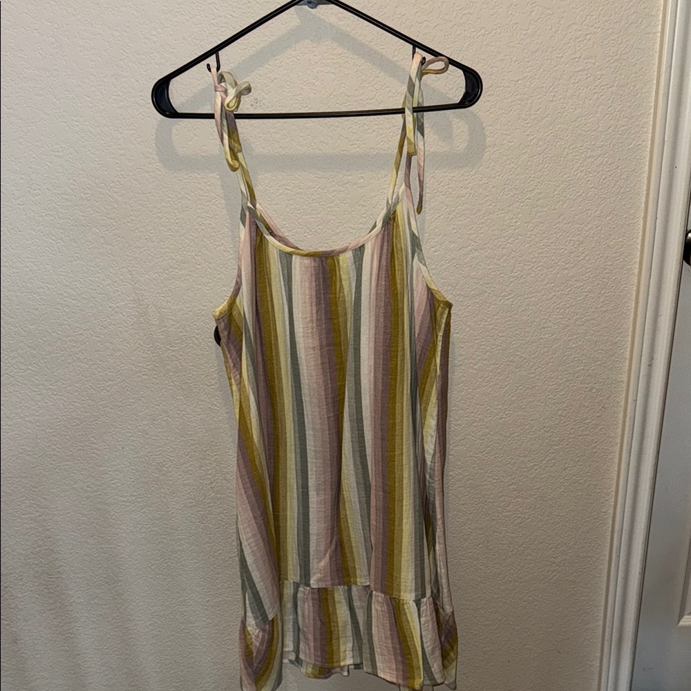 Cream and Green Asymmetrical Peplum Camisole